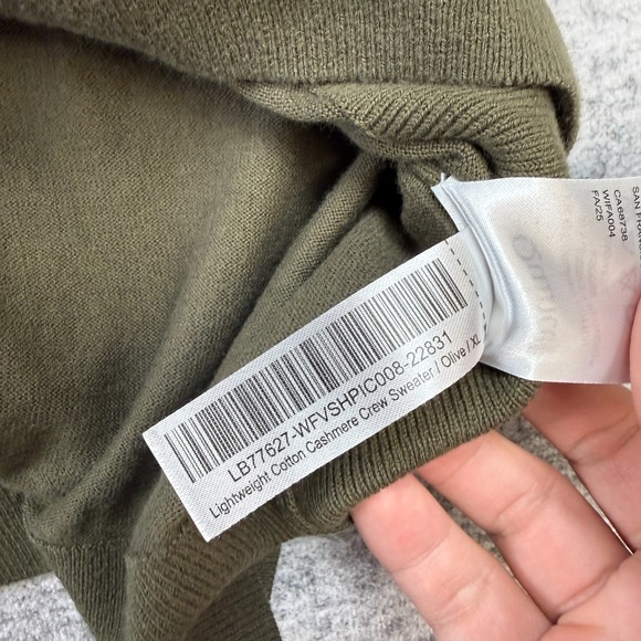 Quince Sweater Womens XL Olive Green Lightweight Cotton Cashmere Crewneck Knit - Picture 6 of 8